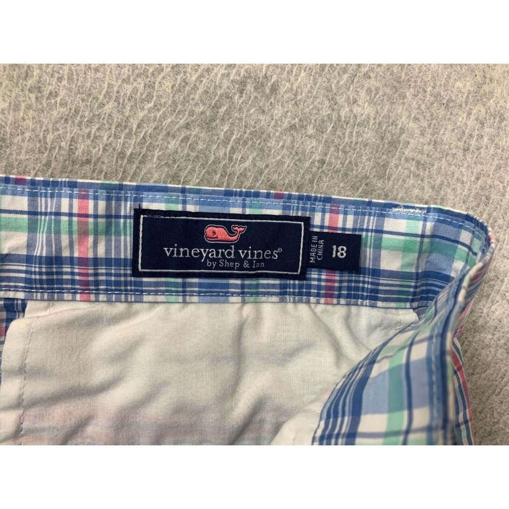 Vineyard Vines100% Cotton Plaid Casual Pants (Boy's Size 18)‎ Blue - Picture 3 of 12